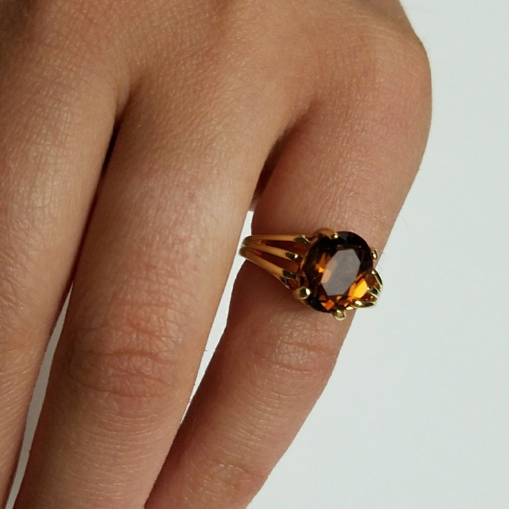 Gold Plated Amber Statement Ring